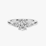 "Camila" 1 Carat Three Stone Oval Cut with Pear Diamond Trilogy Engagement Ring 3SOC05