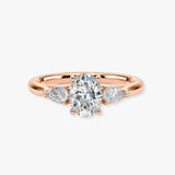 "Camila" 1 Carat Three Stone Oval Cut with Pear Diamond Trilogy Engagement Ring 3SOC05