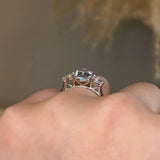 "Camila" Three Stone Oval Cut with Pear Diamond Trilogy Engagement Ring 3SOC05 - HEERA DIAMONDS