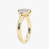 "Celia" Trilogy Three Stone 5 Carat Emerald Cut Diamond Tapered Baguette Shoulder Engagement Ring