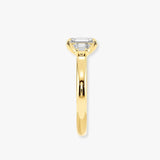 "Celia" Trilogy Three Stone 5 Carat Emerald Cut Diamond Tapered Baguette Shoulder Engagement Ring