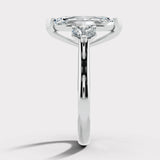 "Charlotte" 1 carat Three Stone Marquise Cut with Round Cut Diamond Trilogy Engagement Ring 3SMC02