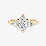 "Charlotte" 1 carat Three Stone Marquise Cut with Round Cut Diamond Trilogy Engagement Ring 3SMC02