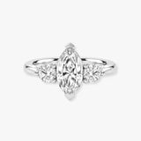 "Charlotte" 1 carat Three Stone Marquise Cut with Round Cut Diamond Trilogy Engagement Ring 3SMC02