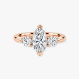 "Charlotte" 1 carat Three Stone Marquise Cut with Round Cut Diamond Trilogy Engagement Ring 3SMC02