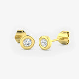 Chastity Round  Brilliant Diamond Rub over Over Setting Solitaire Stud Earrings LM JEWELLERY