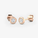 Chastity Round  Brilliant Diamond Rub over Over Setting Solitaire Stud Earrings