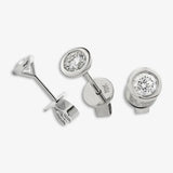 Chastity Round  Brilliant Diamond Rub over Over Setting Solitaire Stud Earrings in 18ct White Gold in 18ct White Gold HEERA