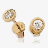 Chastity Round  Brilliant Diamond Rub over Over Setting Solitaire Stud Earrings in 18ct White Gold in 18ct White Gold HEERA