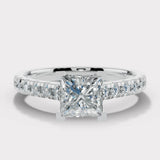 "Chloe" 1 Carat Princess Cut Diamond Scallop Set Diamond Band Engagement Ring DSPC04