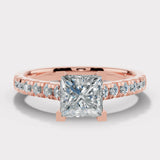 "Chloe" 1 Carat Princess Cut Diamond Scallop Set Diamond Band Engagement Ring DSPC04