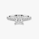 "Chloe" 1 Carat Princess Cut Diamond Scallop Set Diamond Band Engagement Ring DSPC04