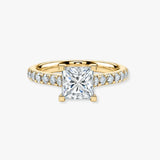 "Chloe" 1 Carat Princess Cut Diamond Scallop Set Diamond Band Engagement Ring DSPC04