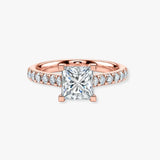 "Chloe" 1 Carat Princess Cut Diamond Scallop Set Diamond Band Engagement Ring DSPC04