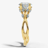 "Clandestine" Oval Cut 2.5 Carat Diamond Shoulder  18KT Yellow Gold Engagement Ring Render- side view
