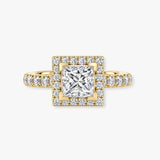 "Clara" 1 Carat Square Halo Princess Cut Diamond Shoulder Engagement Ring HAPC02