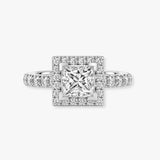 "Clara" 1 Carat Square Halo Princess Cut Diamond Shoulder Engagement Ring HAPC02