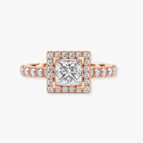 "Clara" 1 Carat Square Halo Princess Cut Diamond Shoulder Engagement Ring HAPC02