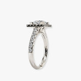 "Clara" 1 Carat Square Halo Princess Cut Diamond Shoulder Engagement Ring HAPC02