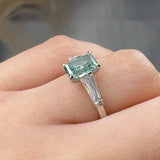 "Crest" 1.5 Carat Radiant Cut Fancy Intense Green Trilogy Engagement Ring HLR634