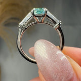 "Crest" 1.5 Carat Radiant Cut Fancy Intense Green Trilogy Engagement Ring HLR634