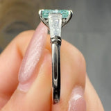 "Crest" 1.5 Carat Radiant Cut Fancy Intense Green Trilogy Engagement Ring HLR634