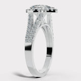 "Cresta" 2 Carat Halo Pear Cut Split-Shank Diamond Shoulder Engagement Ring HEERA DIAMONDS