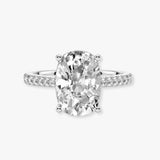 "Crussey" 5 Carat Cushion Cut Diamond Under Halo Matching Bridal Set Engagement Ring