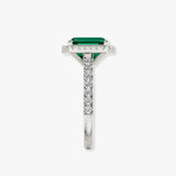 "Curena" 4-Carat Emerald Cut Halo and  Diamond Shoulder Engagement Ring HAEC05E