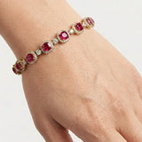 Cushion Shape 12 Carat Ruby Featuring Diamond Halo Bracelet BRHACCR