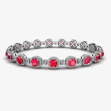 Cushion Shape 8.5 Carat Ruby Featuring Diamond Halo Bracelet BRHACCR HEERA DIAMONDS