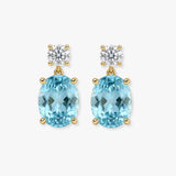 Cushion Shape Aquamarine  Diamond Drop Earrings EDCCA