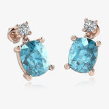 Cushion Shape Aquamarine Lab Grown Diamond Drop Earrings EDCCA HEERA GOLD