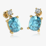 Cushion Shape Aquamarine Lab Grown Diamond Drop Earrings EDCCA HEERA GOLD