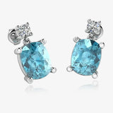 Cushion Shape Aquamarine Lab Grown Diamond Drop Earrings EDCCA HEERA GOLD