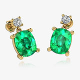 Cushion Shape Emerald Lab Grown Diamond Drop Earrings EDCCE HEERA GOLD
