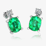 Cushion Shape Emerald Lab Grown Diamond Drop Earrings EDCCE HEERA GOLD