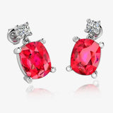 Cushion Shape Ruby Lab Grown Diamond Drop Earrings EDCCR HEERA GOLD