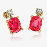 Cushion Shape Ruby Lab Grown Diamond Drop Earrings EDCCR HEERA GOLD