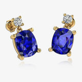 Cushion Shape Sapphire Lab Grown Diamond Drop Earrings EDCCS HEERA GOLD