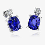 Cushion Shape Sapphire Lab Grown Diamond Drop Earrings EDCCS HEERA GOLD