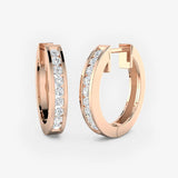 DIAMOND CHANNEL SETTING HOOP EARRINGS