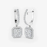 DIAMOND CLUSTER AND HALO DROP EARRINGS LM JEWELLERY