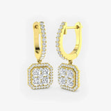 DIAMOND CLUSTER AND HALO DROP EARRINGS LM JEWELLERY