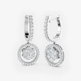 DIAMOND CLUSTER AND HALO HOOP DROP EARRING