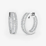 DIAMOND MICROS SET HOOP BAGUETTE & BRILLIANT EARRINGS