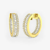 DIAMOND MICROS SET HOOP BAGUETTE & BRILLIANT EARRINGS