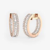 DIAMOND MICROS SET HOOP BAGUETTE & BRILLIANT EARRINGS