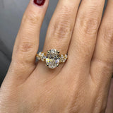 "Daisy" Oval Cut Under Halo with Marquise Cut Diamond Shoulder Engagement Ring HEERA DIAMONDS