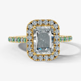 "Delanda" Halo Radiant Cut 4 Carat Diamond Shoulder Engagement Ring HEERA DIAMONDS